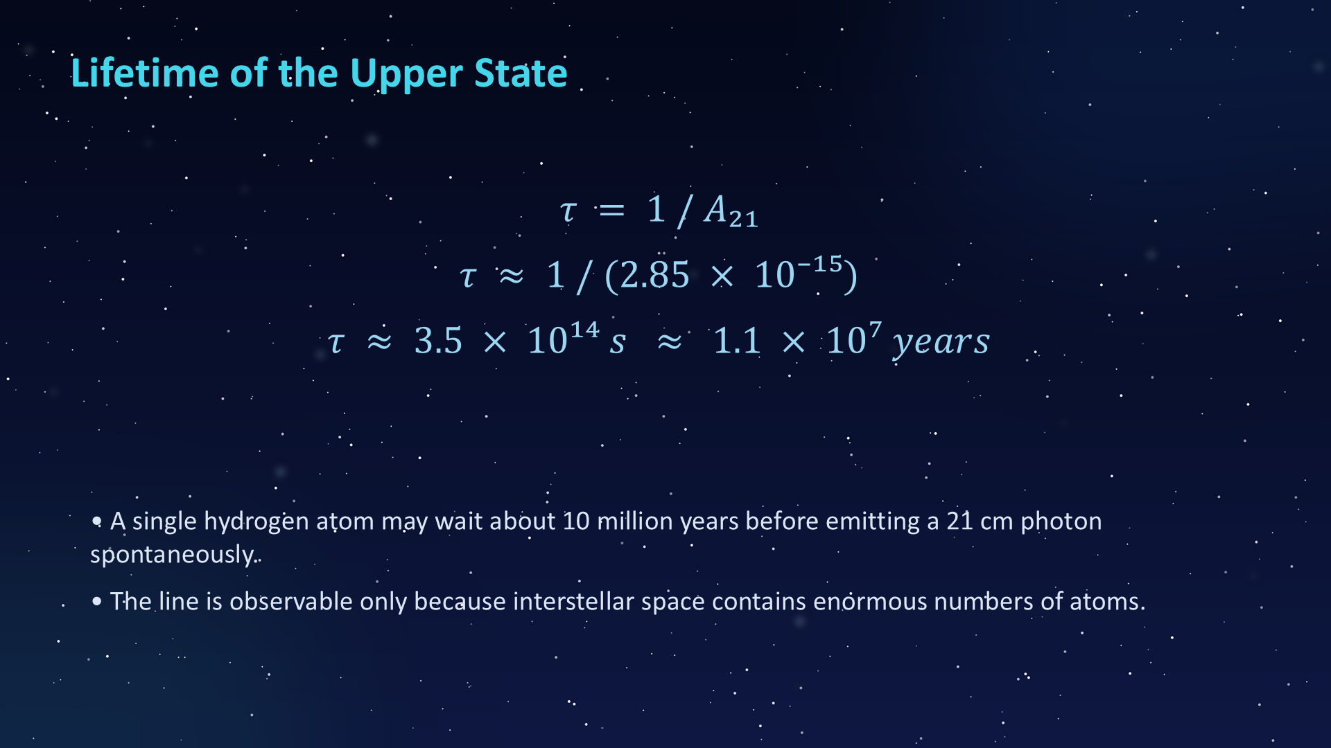 Original PowerPoint slide 032: Lifetime of the Upper State